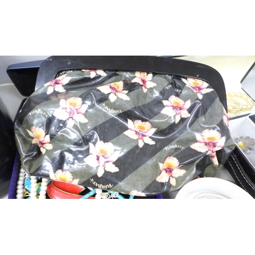 7244 - A collection of costume jewellery including a string of pearls with a 14ct gold clasp, 10.6g