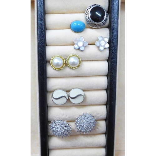 7244 - A collection of costume jewellery including a string of pearls with a 14ct gold clasp, 10.6g