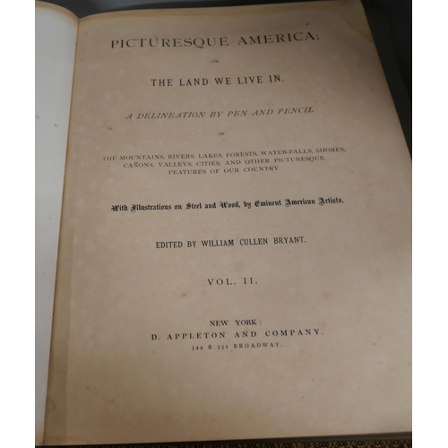 2119 - Two volumes of Picturesque America or The Land We Live In published by New York D. Appleton & Co Pub... 
