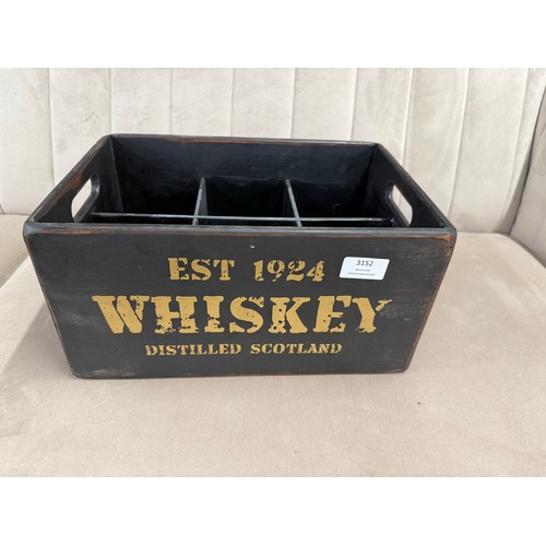 3180 - A black painted wooden six bottle decorative whiskey crate