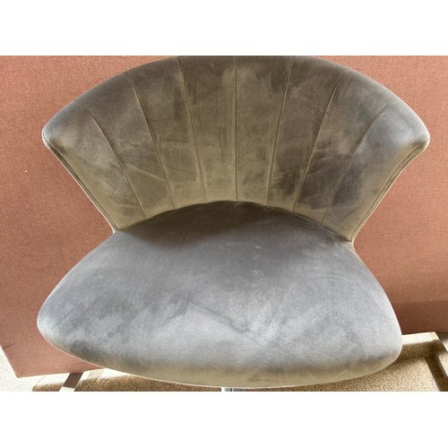 3205 - A Mae grey velvet and chrome effect barstool