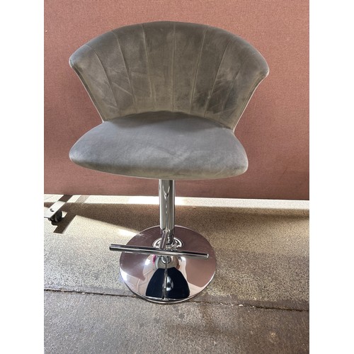3205 - A Mae grey velvet and chrome effect barstool