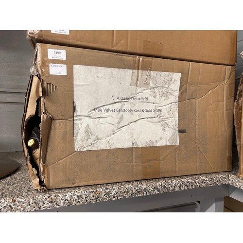 3206 - A Mae rose velvet and gilt effect barstool (boxed)