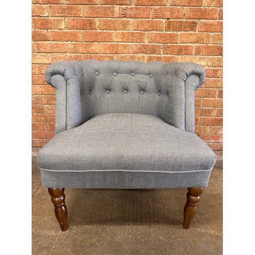 3223 - A French style dark grey fabric upholstered armchair