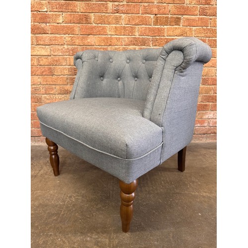 3223 - A French style dark grey fabric upholstered armchair