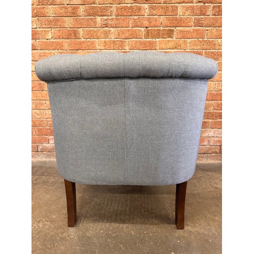 3223 - A French style dark grey fabric upholstered armchair