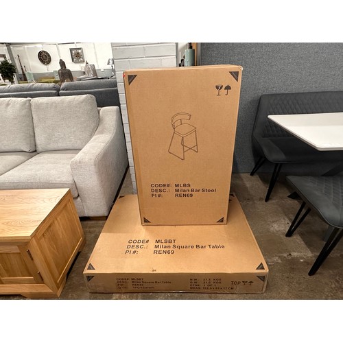 3230 - A Milan square bar table set and two bars tools (boxed)