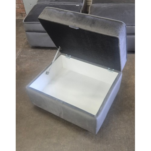 3216 - A grey Hoxton velvet upholstered storage footstool