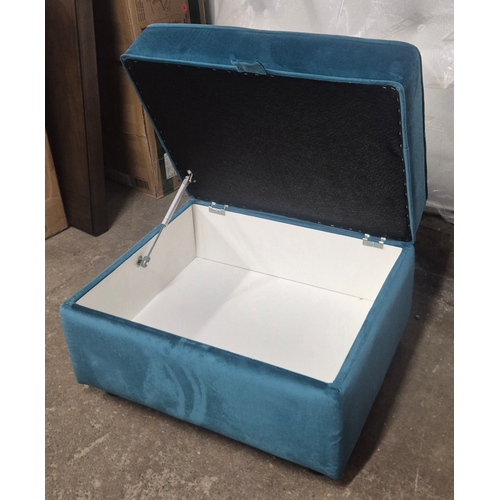 3141A - A turquoise fabric storage footstool