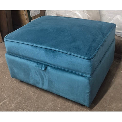 3141B - A turquoise fabric storage footstool