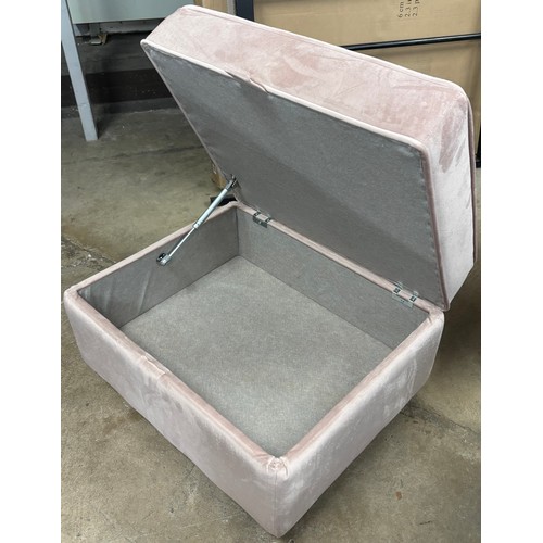 3195D - A pink fabric storage footstool