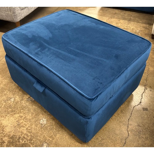 3156E - A blue fabric storage footstool