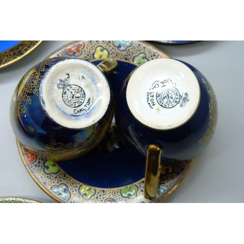 2070 - A collection of six Art Deco circa. 1920s Carlton Ware coffee cups and saucers, various designs incl... 