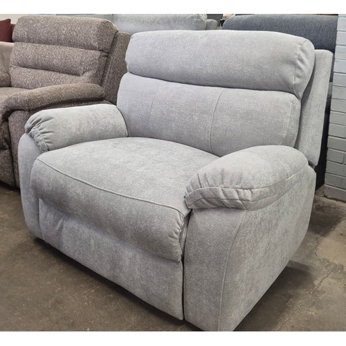 3282 - A light grey textured fabric upholstered manual reclining loveseat