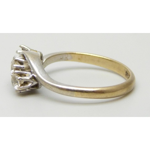 7032 - A 9ct gold and cubic zirconia ring, one stone missing, 1.9g, J/K