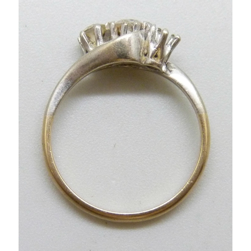 7032 - A 9ct gold and cubic zirconia ring, one stone missing, 1.9g, J/K