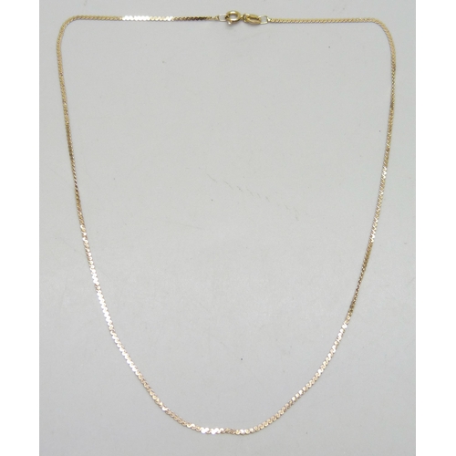 7056 - A 9ct gold necklace chain, 1.8g, 38.5cm