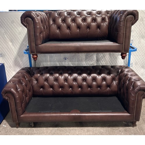 A Allington 2 seater brown leather sofa and a Allington 3 seater brown ...