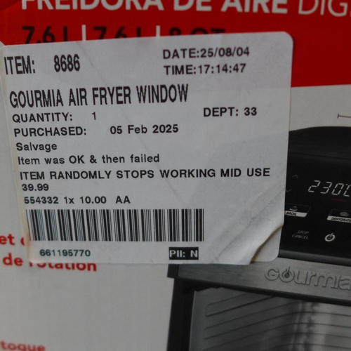 6019 - Gourmia window air fryer, (369-1) *This lot is subject to VAT