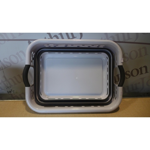 6031 - Pop & Load collapsible laundry basket and two resin planters, (369-41,45) *This lot is subject to VA... 