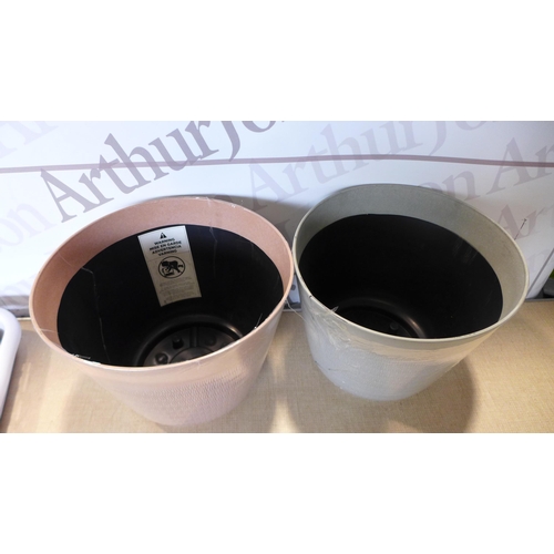 6031 - Pop & Load collapsible laundry basket and two resin planters, (369-41,45) *This lot is subject to VA... 