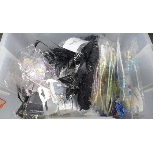 5032 - A quantity of costume items including children's costume jewellery and hair accessories, etc., in or... 