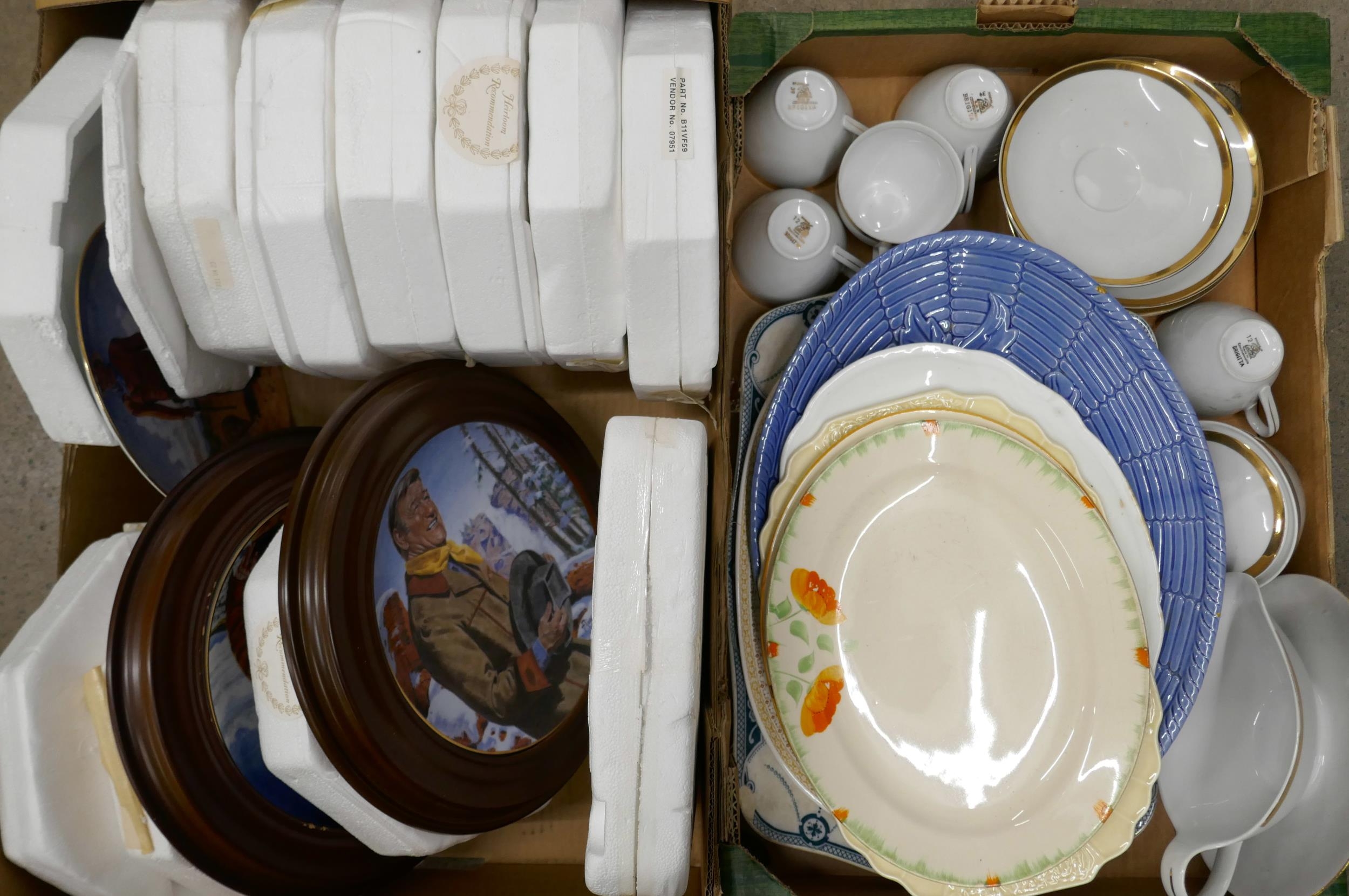 Thirteen John Wayne collectors plates, with other mixed dinnerware *Not ...