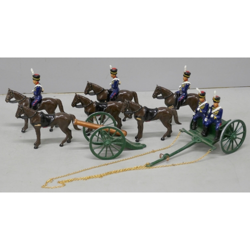 2053 - A collection of lead Coldstream Guards figures, together with horse-drawn gun carriage, 2 boxes