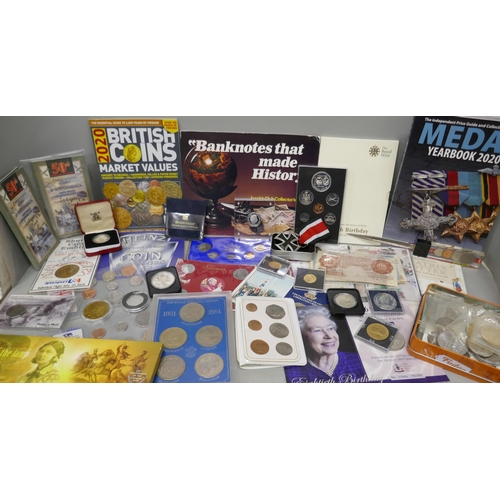 2069 - A large collection of coins, banknotes, etc.