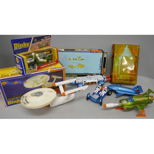 2071A - Six Dinky Toys models including USS Enterprise no 358