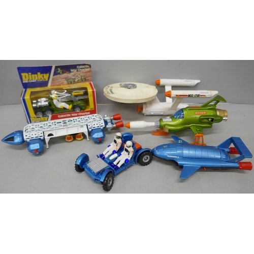 2071A - Six Dinky Toys models including USS Enterprise no 358