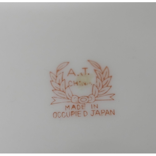 2078 - Three floral plates with stamp on the base of one plate 'Made in Occupied Japan'