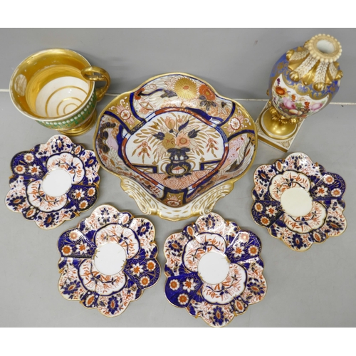 2080 - A collection of 19th century porcelain comprising of four Wileman & Co Foley Imari saucers Rd No 118... 