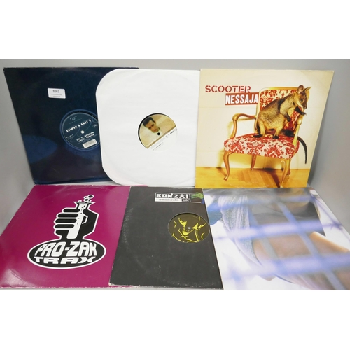 2083 - A collection of house and electronic LP records including Shimon & Andy C, Scooter, Circulation, etc... 