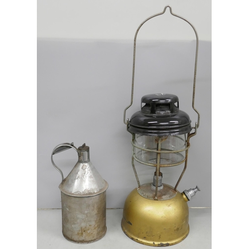 2103 - A hurricane lamp marked Tilley and paraffin container