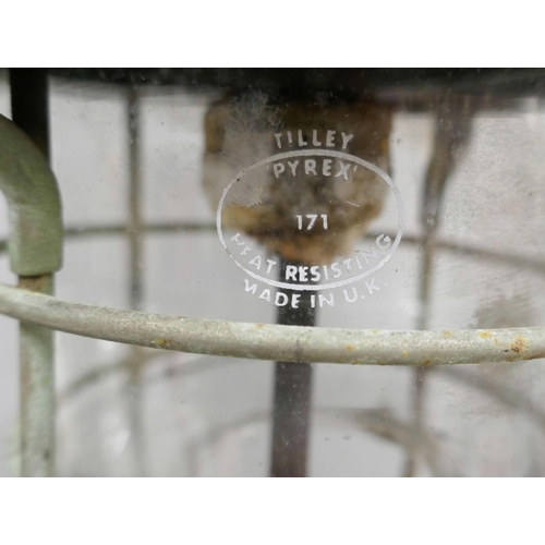 2103 - A hurricane lamp marked Tilley and paraffin container