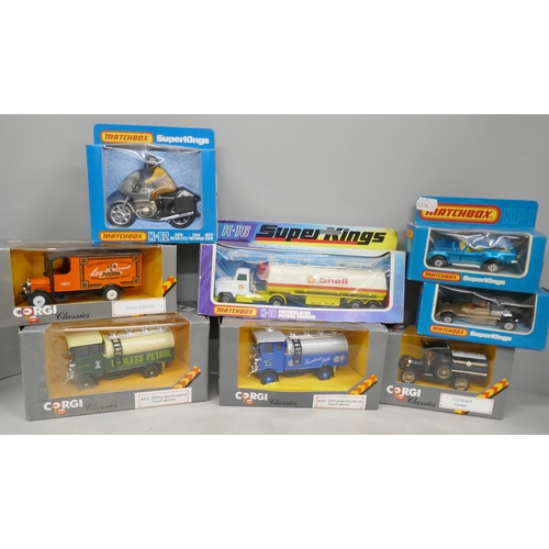2106 - Eight die-cast model vehicles, four Matchbox Superkings and four Corgi, all boxed