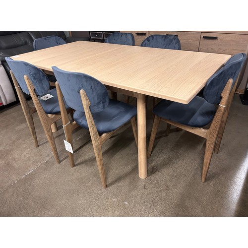 3234 - An Andersson Bianco oak extending dining table with a set of six Bari Opulence charcoal dining chair... 