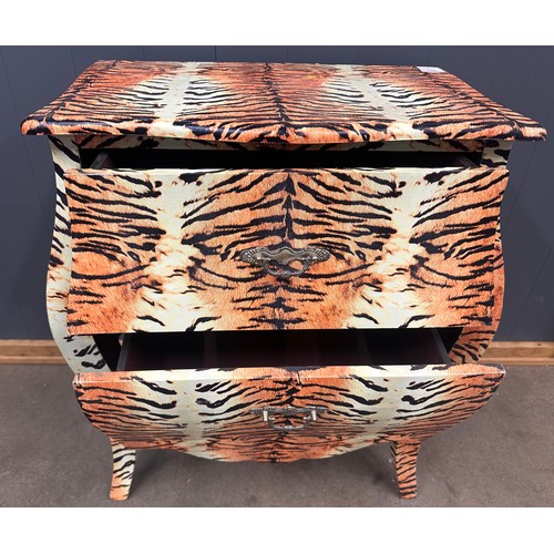 3241 - A Tiger print, French style 2 drawer chest