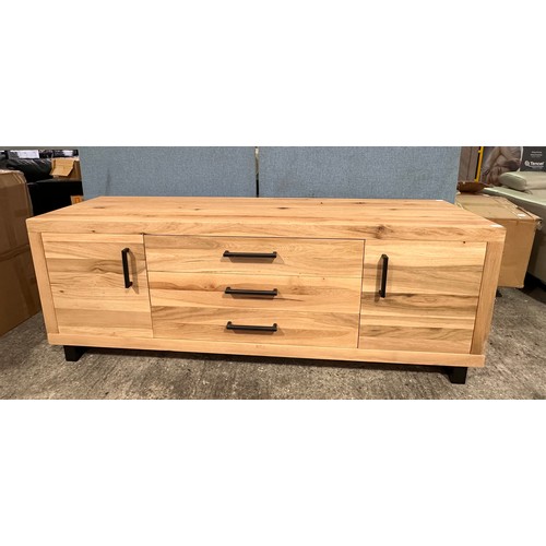 3179 - A solid oak wood two door three drawer sideboard