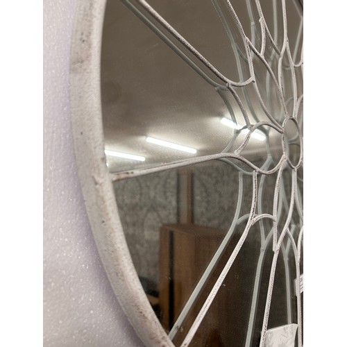3228 - A white outdoor garden mirror