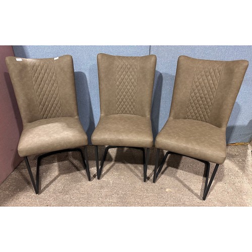 3185 - A solid oak 240cm dining table with 3 mushroom leather dining chairs and a solid oak bench