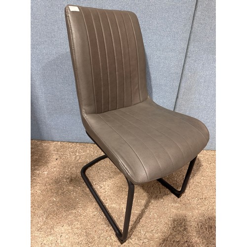 3180 - A solid oak 180cm dining table with 6 mushroom leather dining chairs