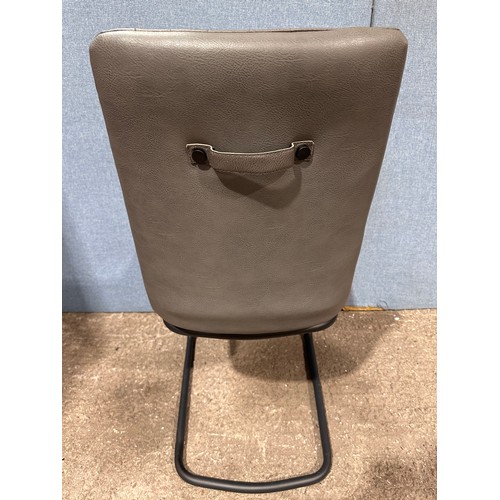 3180 - A solid oak 180cm dining table with 6 mushroom leather dining chairs