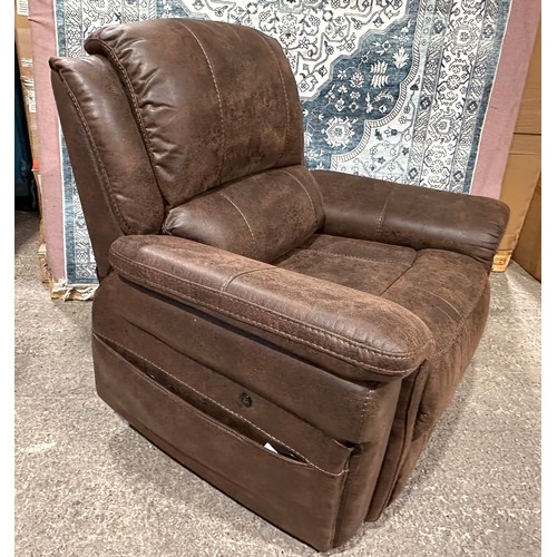 3193 - A Brown fabric power reclining armchair with heat and massage, original RRP £374.91 + VAT (4245-23) ... 