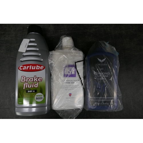 5098 - A 500ml bottle of Car Gods Iris Diamond custom colour, a 1 litre synthetic based car lube, dot 4 bra... 