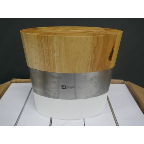 5108 - A box of ten Richardson Sheffield wood and metal knife blocks, boxed and unused