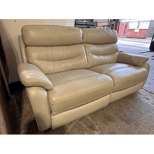 3067 - A Fletcher cream leather power reclining 3 seater sofa, original RRP £1041.66 + VAT (4238-17/901) *T... 