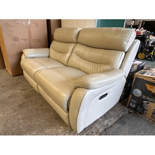 3067 - A Fletcher cream leather power reclining 3 seater sofa, original RRP £1041.66 + VAT (4238-17/901) *T... 