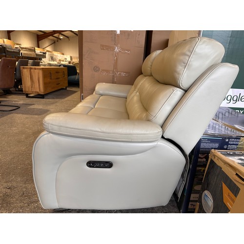 3067 - A Fletcher cream leather power reclining 3 seater sofa, original RRP £1041.66 + VAT (4238-17/901) *T... 